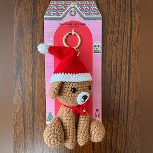 Crochet Bear Keychain with Red Santa Hat by Piper K